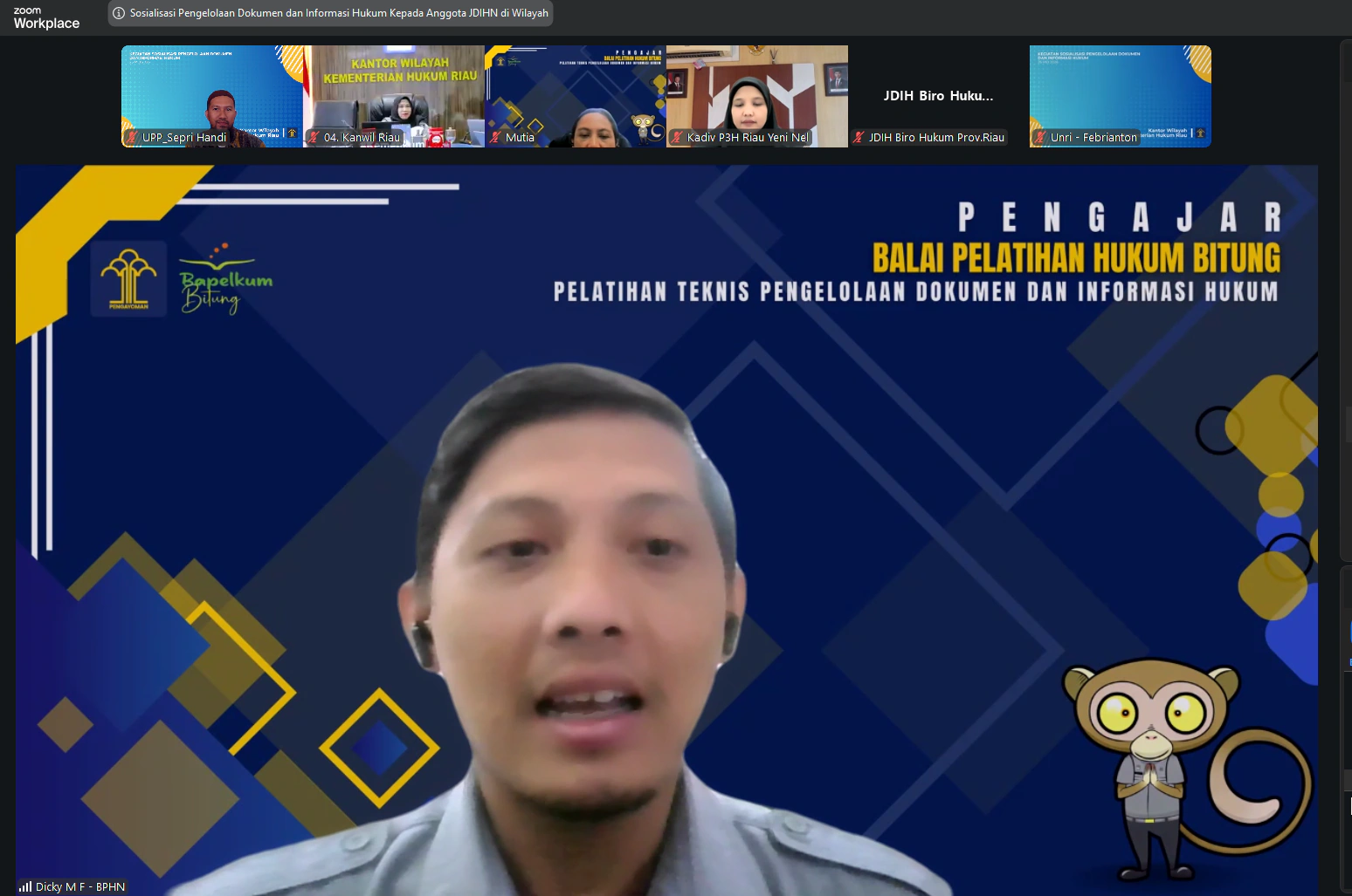 Optimalkan Pelayanan, UPP hadir pada Sosialisasi Pengelolaan JDIH di KANWIL KEMENKUMHAM Riau 